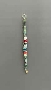 Turquoise & Natural Stone Bracelet: 24k Gold Clasp, Boho Gemstone Jewelry