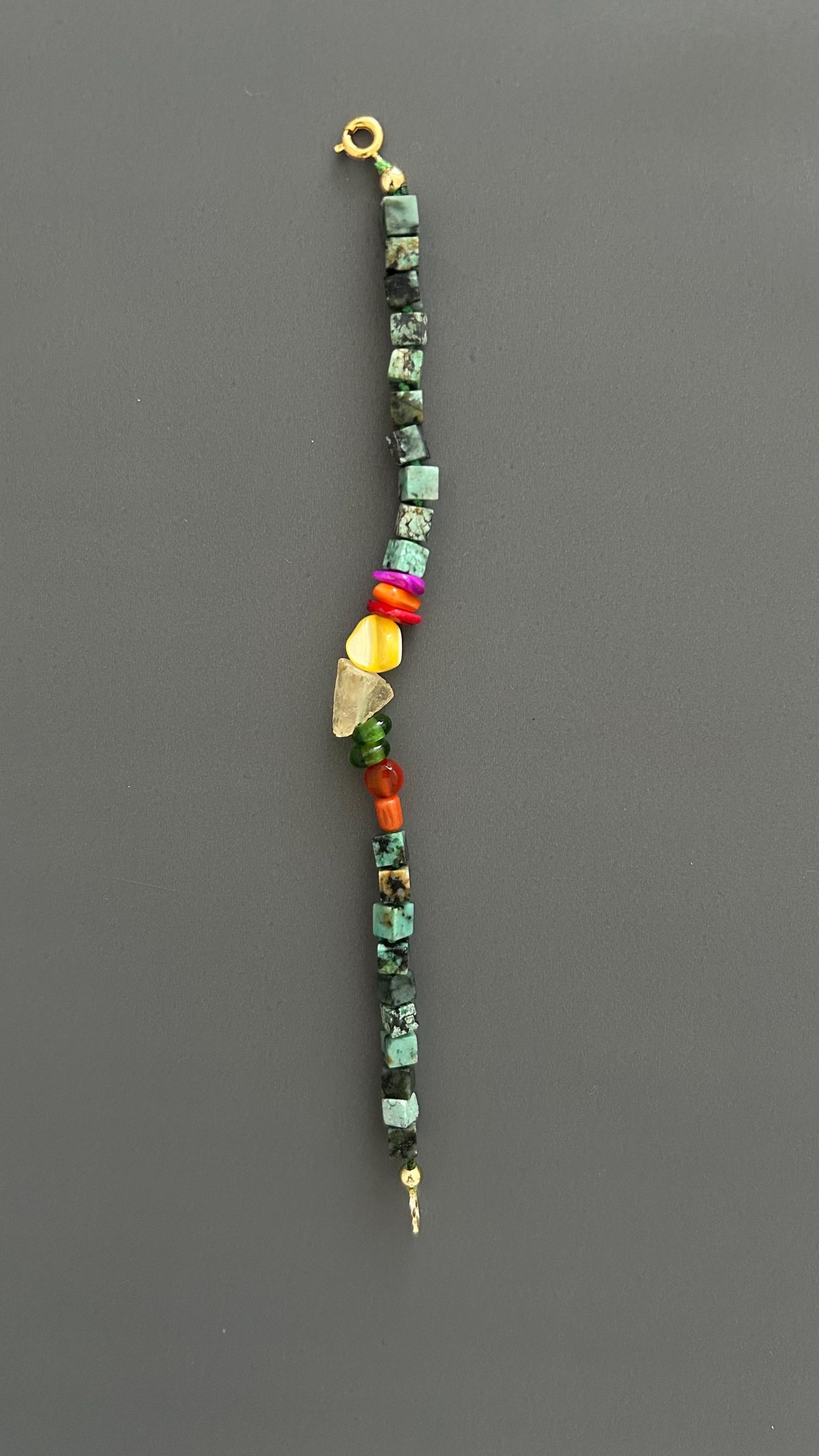 Turquoise & Raw Quartz Bracelet - Healing Crystal Adjustable Gemstone Bead with Shell Coral Handmade Spiritual Jewelry