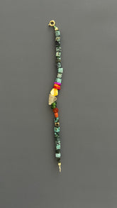 Turquoise & Raw Quartz Bracelet - Healing Crystal Adjustable Gemstone Bead with Shell Coral Handmade Spiritual Jewelry