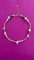 Handmade Green Jade Rose Quartz Pearl Necklace | Gold Chain