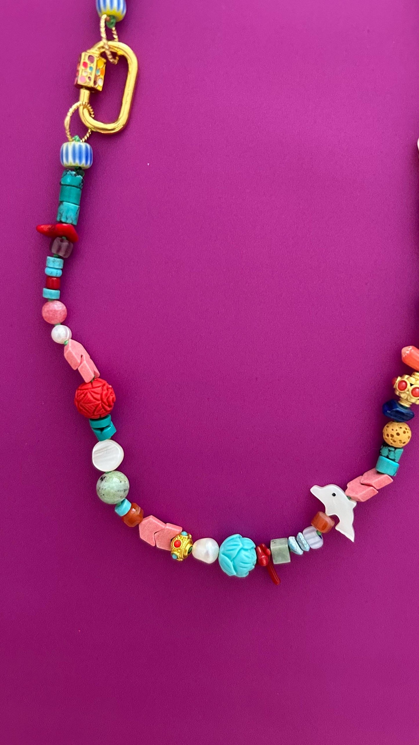 Handmade Boho Beaded Necklace | Eclectic Gemstone, Ceramic & Glass | Colorful Layering Statement | Artisan Gift for Her, Festival Jewelry