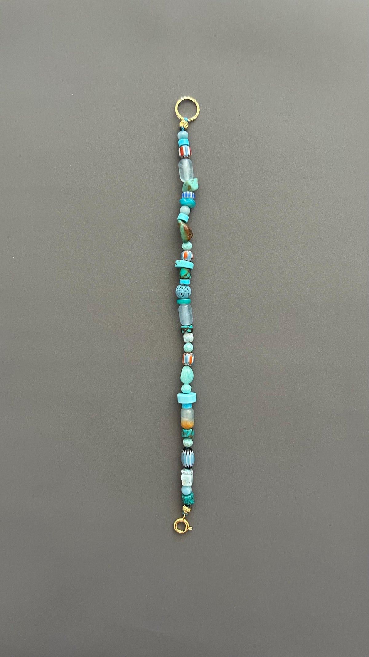Boho Turquoise Beaded Bracelet | Mixed Gemstone Bracelet with Gold Toggle | Handmade Aqua Stone Jewelry | Beachy Bohemian Gift