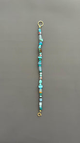 Boho Turquoise Beaded Bracelet | Mixed Gemstone Bracelet with Gold Toggle | Handmade Aqua Stone Jewelry | Beachy Bohemian Gift