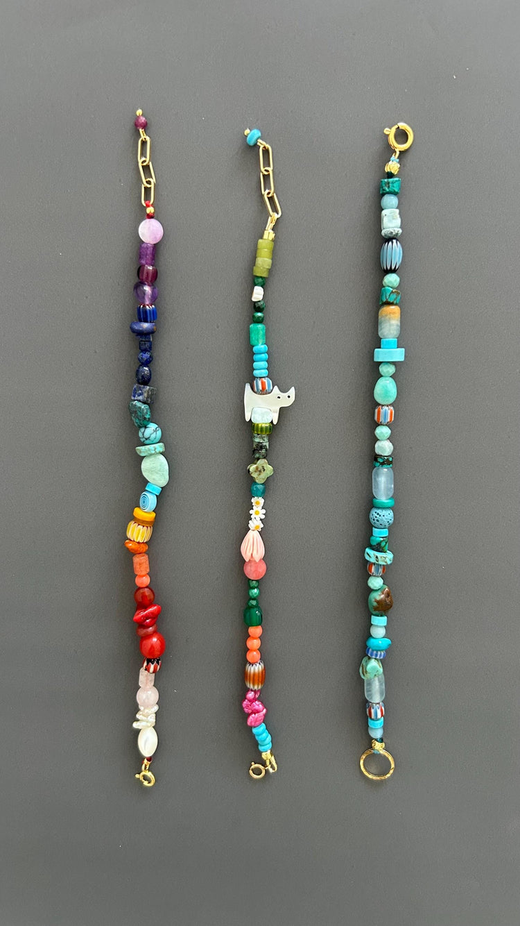 Rainbow Gemstone Bracelet | Handmade Multi Stone Bangle with Gold Clasp | Boho Gift