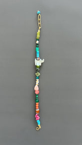 Cat Charm Bracelet - Sterling Silver Adjustable Gemstone Beaded Pet Memorial Jewelry Stackable Cat Lover Gift Handmade