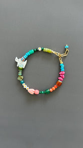 Cat Charm Bracelet - Sterling Silver Adjustable Gemstone Beaded Pet Memorial Jewelry Stackable Cat Lover Gift Handmade