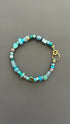 Boho Turquoise Beaded Bracelet | Mixed Gemstone Bracelet with Gold Toggle | Handmade Aqua Stone Jewelry | Beachy Bohemian Gift