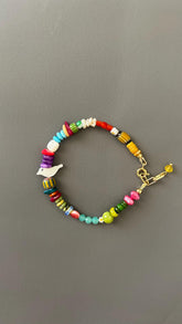 Handmade Bird Charm Bracelet - Boho Daisy Bead Adjustable Stackable Memory Wire Bracelet