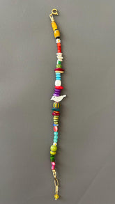 Handmade Bird Charm Bracelet - Boho Daisy Bead Adjustable Stackable Memory Wire Bracelet
