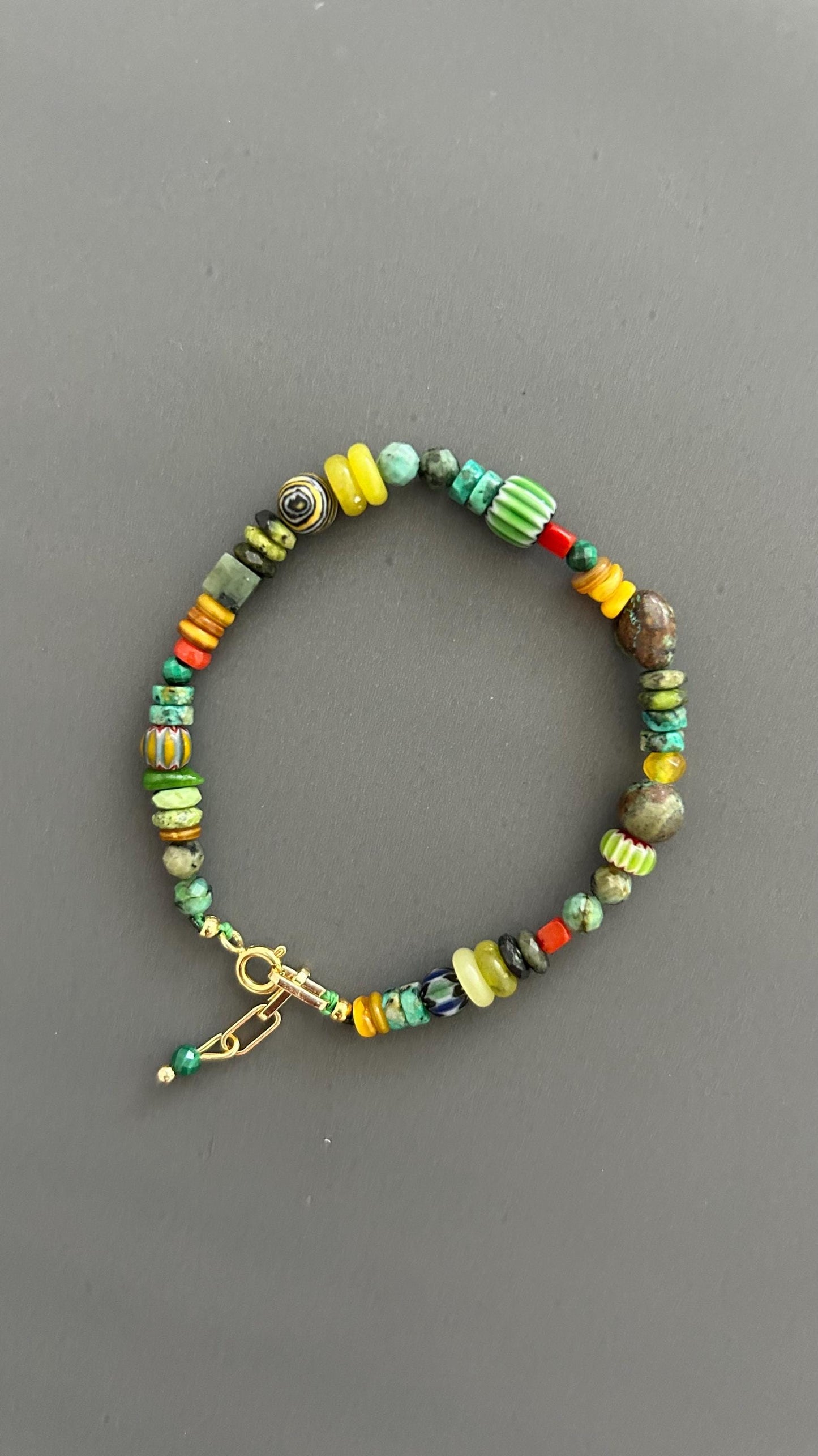Turquoise Beaded Bracelet Boho Gemstone Jewelry Colorful Stone Accessory Gold Clasp Artisan Handmade Stack Gift Women
