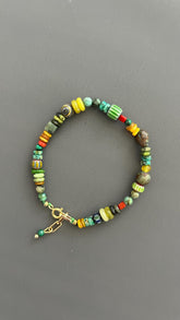 Turquoise Beaded Bracelet Boho Gemstone Jewelry Colorful Stone Accessory Gold Clasp Artisan Handmade Stack Gift Women