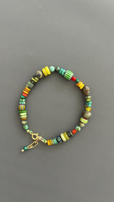 Turquoise Beaded Bracelet Boho Gemstone Jewelry Colorful Stone Accessory Gold Clasp Artisan Handmade Stack Gift Women