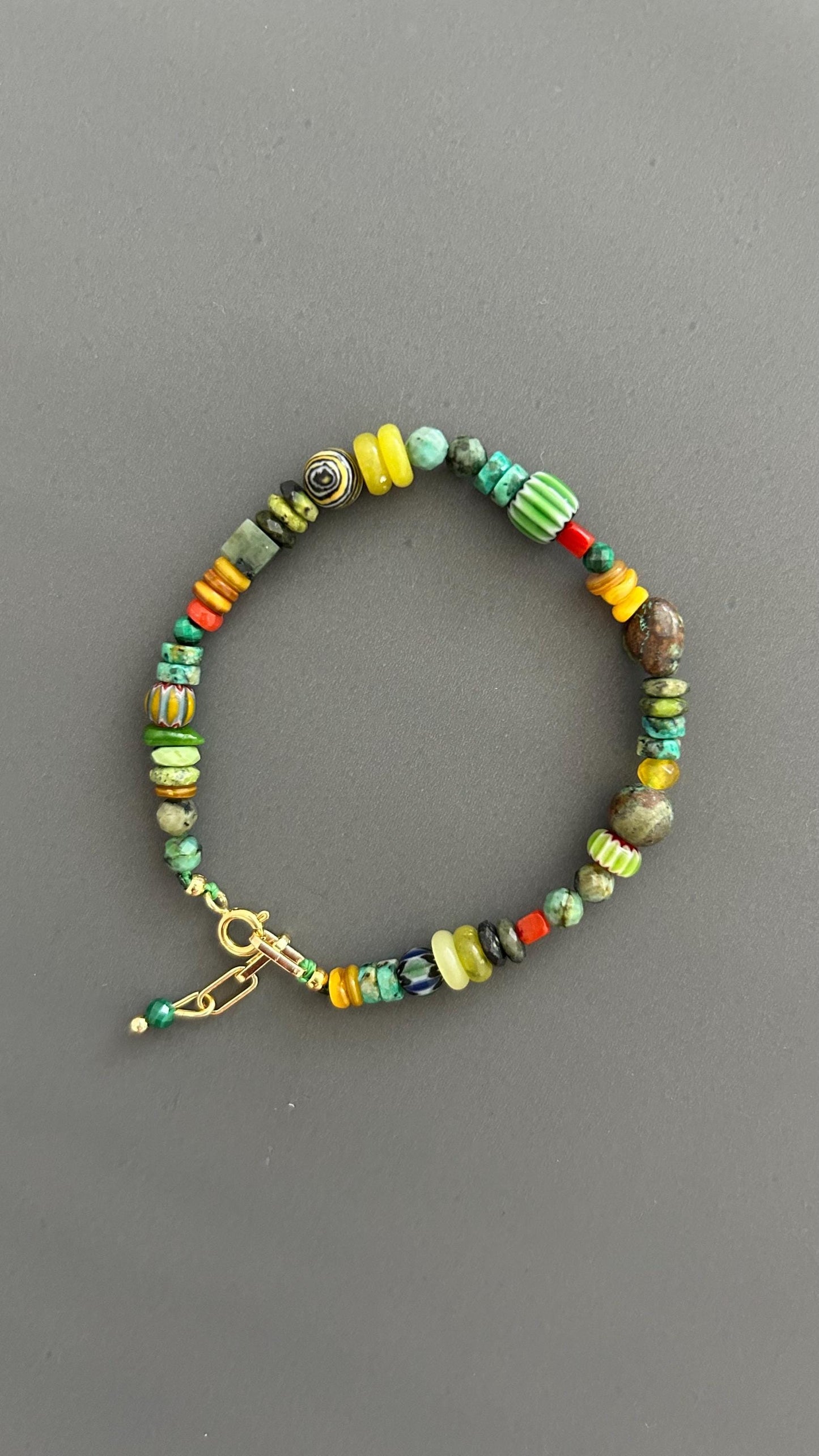 Turquoise Beaded Bracelet Boho Gemstone Jewelry Colorful Stone Accessory Gold Clasp Artisan Handmade Stack Gift Women
