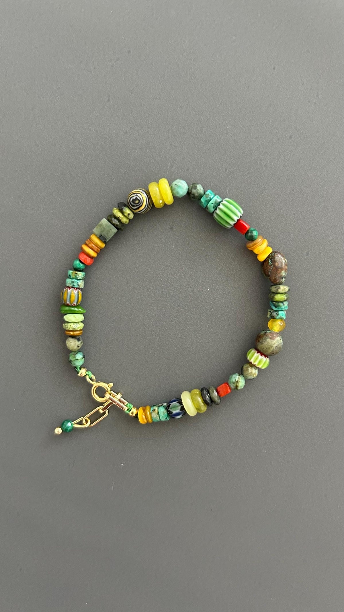 Turquoise Beaded Bracelet Boho Gemstone Jewelry Colorful Stone Accessory Gold Clasp Artisan Handmade Stack Gift Women