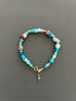 Turquoise Beaded Bracelet Gold Toggle Clasp Boho Gemstone Jewelry Layering Stack Accessory Handmade Minimalist Gift Women