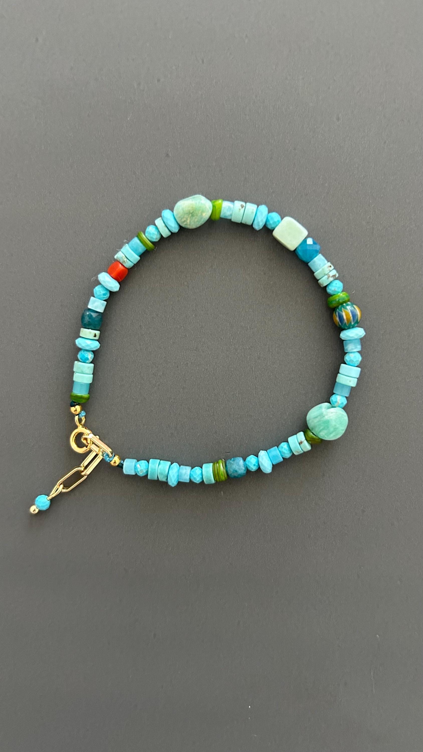 Boho Turquoise Amazonite Bracelet Handmade Gemstone Jewelry Dainty Minimalist Accessory Spiritual Crystal Gift Women