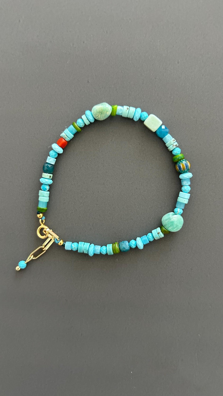 Boho Turquoise Amazonite Bracelet Handmade Gemstone Jewelry Dainty Minimalist Accessory Spiritual Crystal Gift Women