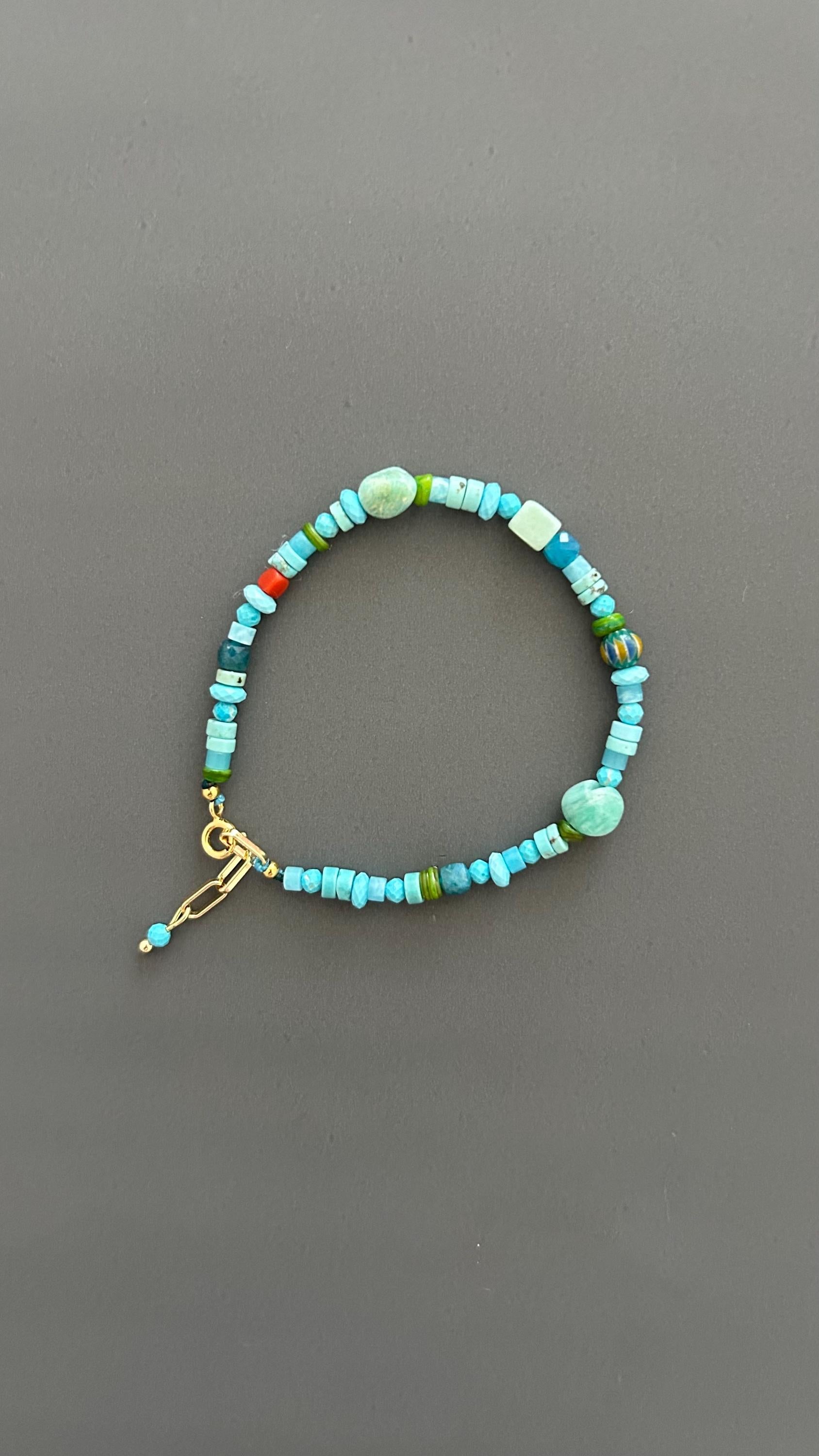 Boho Turquoise Amazonite Bracelet Handmade Gemstone Jewelry Dainty Minimalist Accessory Spiritual Crystal Gift Women