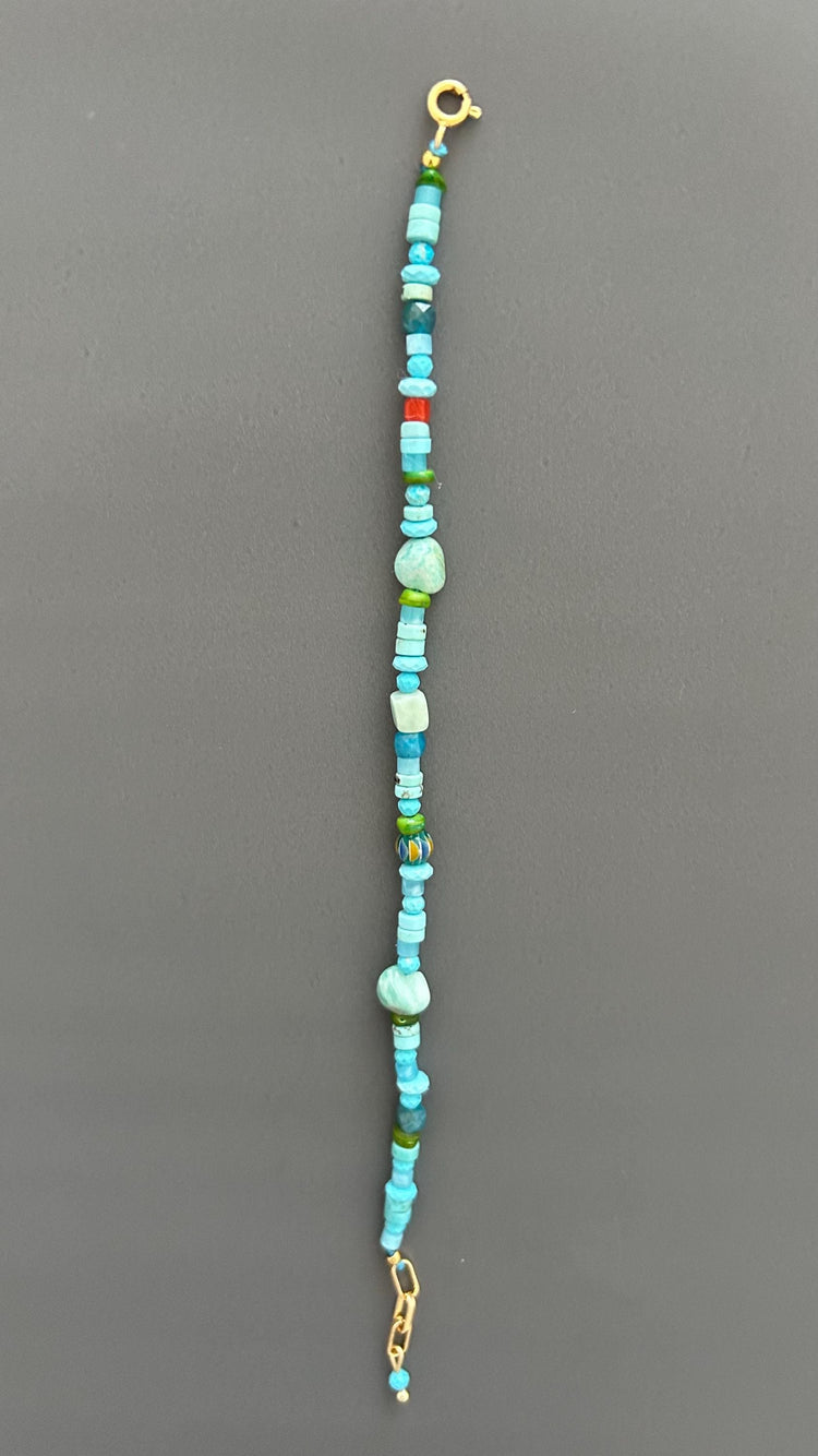 Boho Turquoise Amazonite Bracelet Handmade Gemstone Jewelry Dainty Minimalist Accessory Spiritual Crystal Gift Women