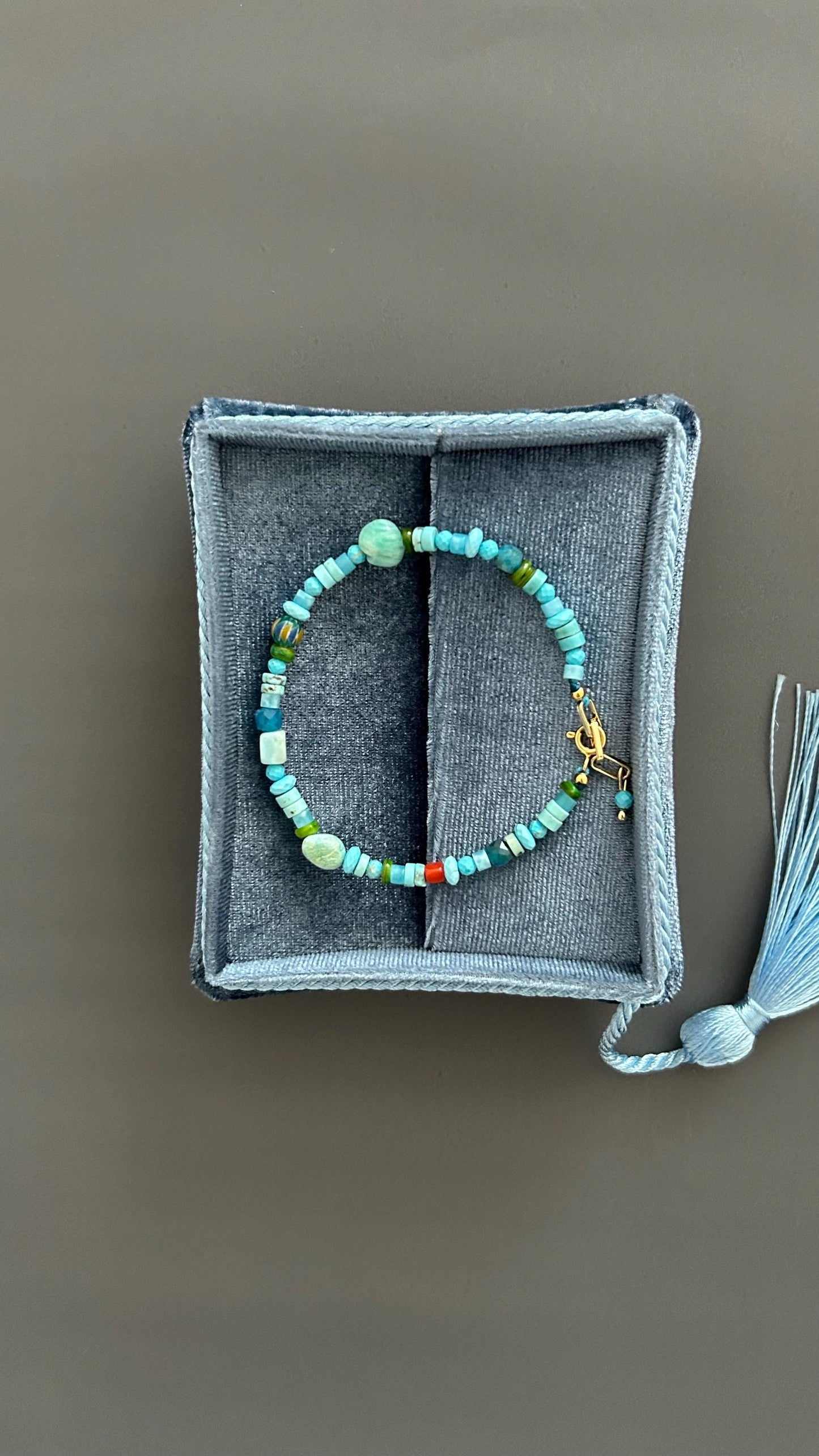 Boho Turquoise Amazonite Bracelet Handmade Gemstone Jewelry Dainty Minimalist Accessory Spiritual Crystal Gift Women
