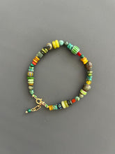 Turquoise Beaded Bracelet Boho Gemstone Jewelry Colorful Stone Accessory Gold Clasp Artisan Handmade Stack Gift Women