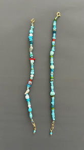 Turquoise Beaded Bracelet Gold Toggle Clasp Boho Gemstone Jewelry Layering Stack Accessory Handmade Minimalist Gift Women