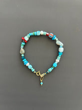 Turquoise Beaded Bracelet Gold Toggle Clasp Boho Gemstone Jewelry Layering Stack Accessory Handmade Minimalist Gift Women
