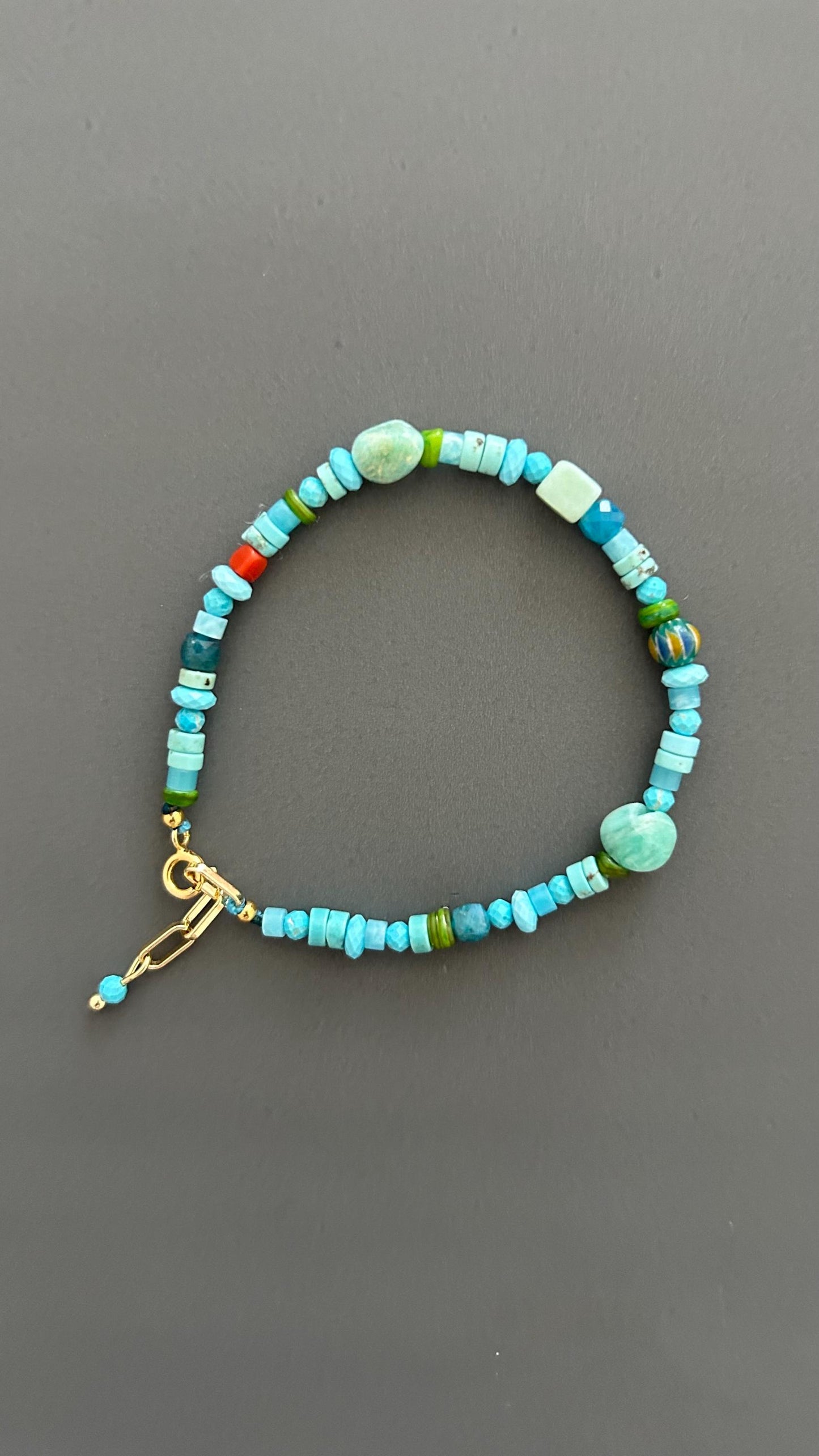 Boho Turquoise Amazonite Bracelet Handmade Gemstone Jewelry Dainty Minimalist Accessory Spiritual Crystal Gift Women