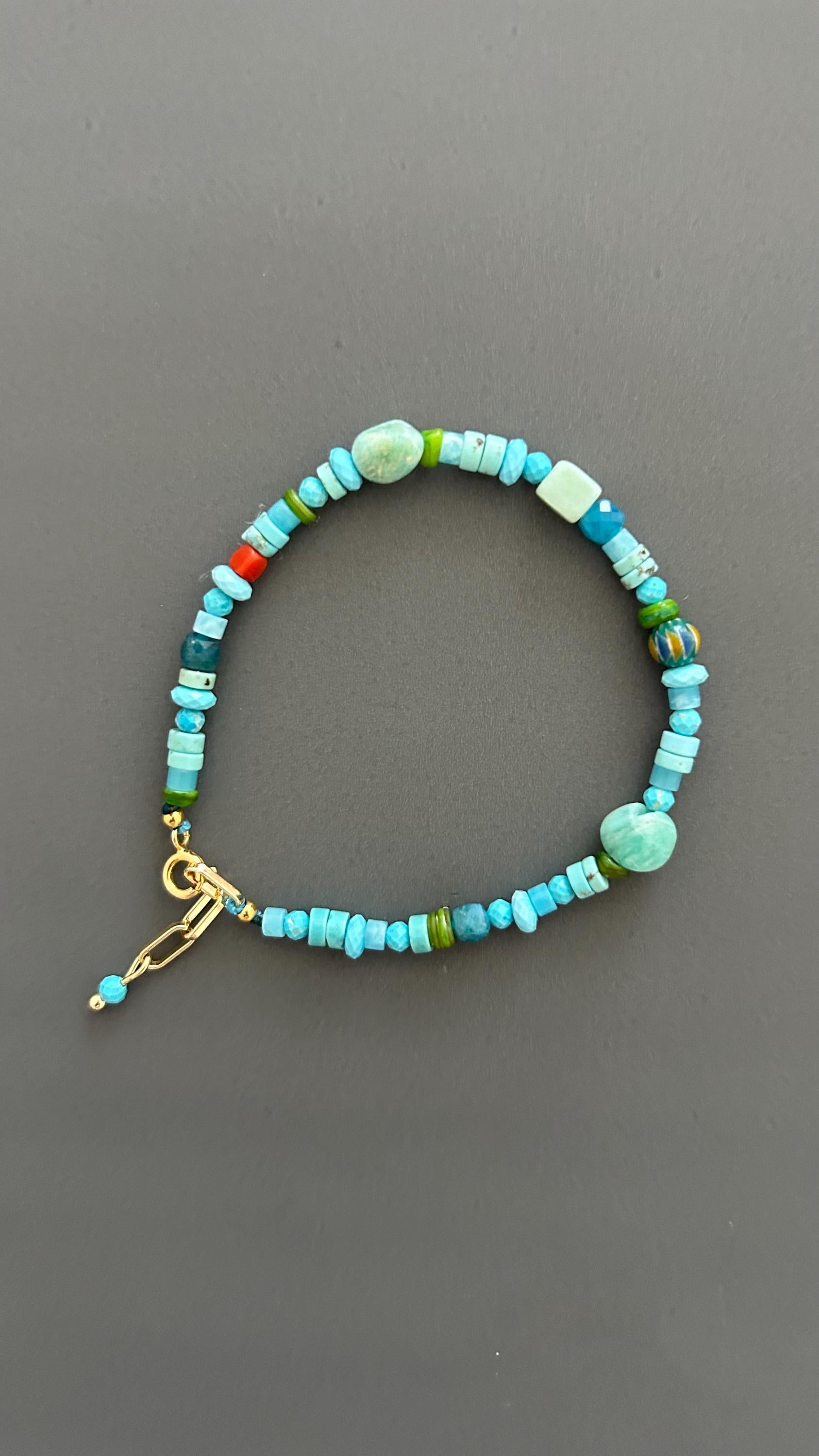 Boho Turquoise Amazonite Bracelet Handmade Gemstone Jewelry Dainty Minimalist Accessory Spiritual Crystal Gift Women