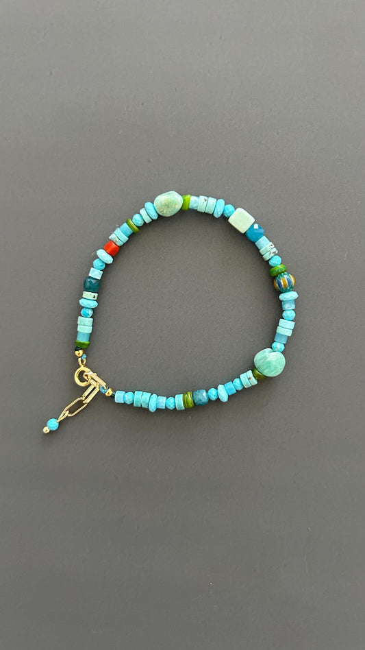 Boho Turquoise Amazonite Bracelet Handmade Gemstone Jewelry Dainty Minimalist Accessory Spiritual Crystal Gift Women