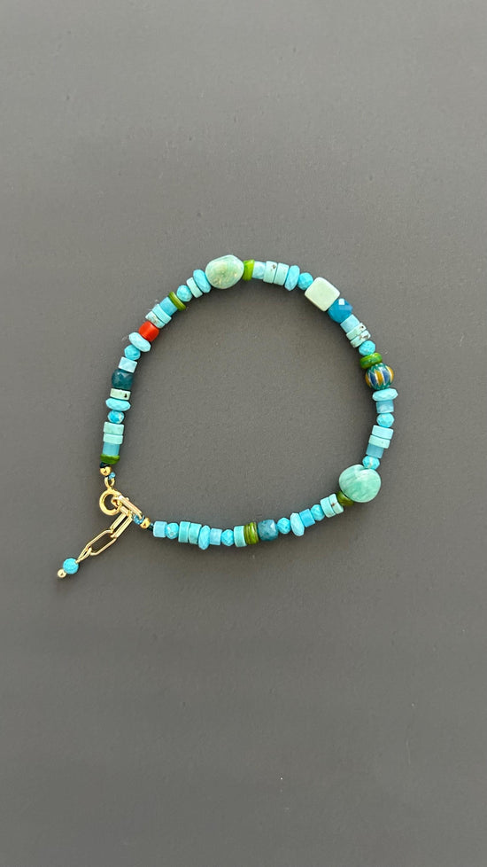Boho Turquoise Amazonite Bracelet Handmade Gemstone Jewelry Dainty Minimalist Accessory Spiritual Crystal Gift Women