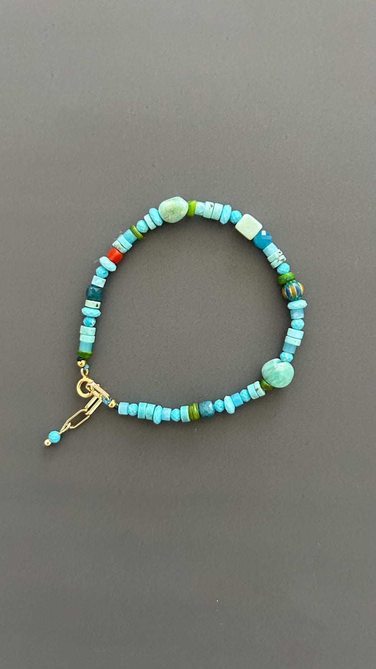 Boho Turquoise Amazonite Bracelet Handmade Gemstone Jewelry Dainty Minimalist Accessory Spiritual Crystal Gift Women
