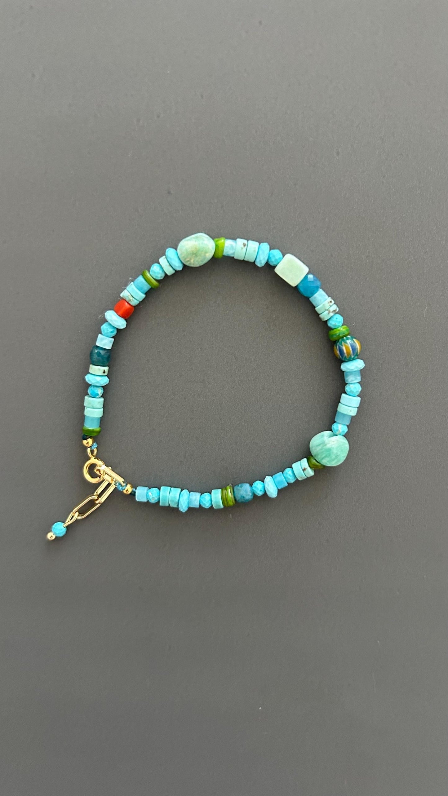Boho Turquoise Amazonite Bracelet Handmade Gemstone Jewelry Dainty Minimalist Accessory Spiritual Crystal Gift Women