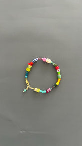 Colorful Beaded Bracelet | Handmade Mixed Gemstone & Glass Bead Bracelet | Gold Clasp Stackable Bracelet | Fun Boho Jewelry Gift