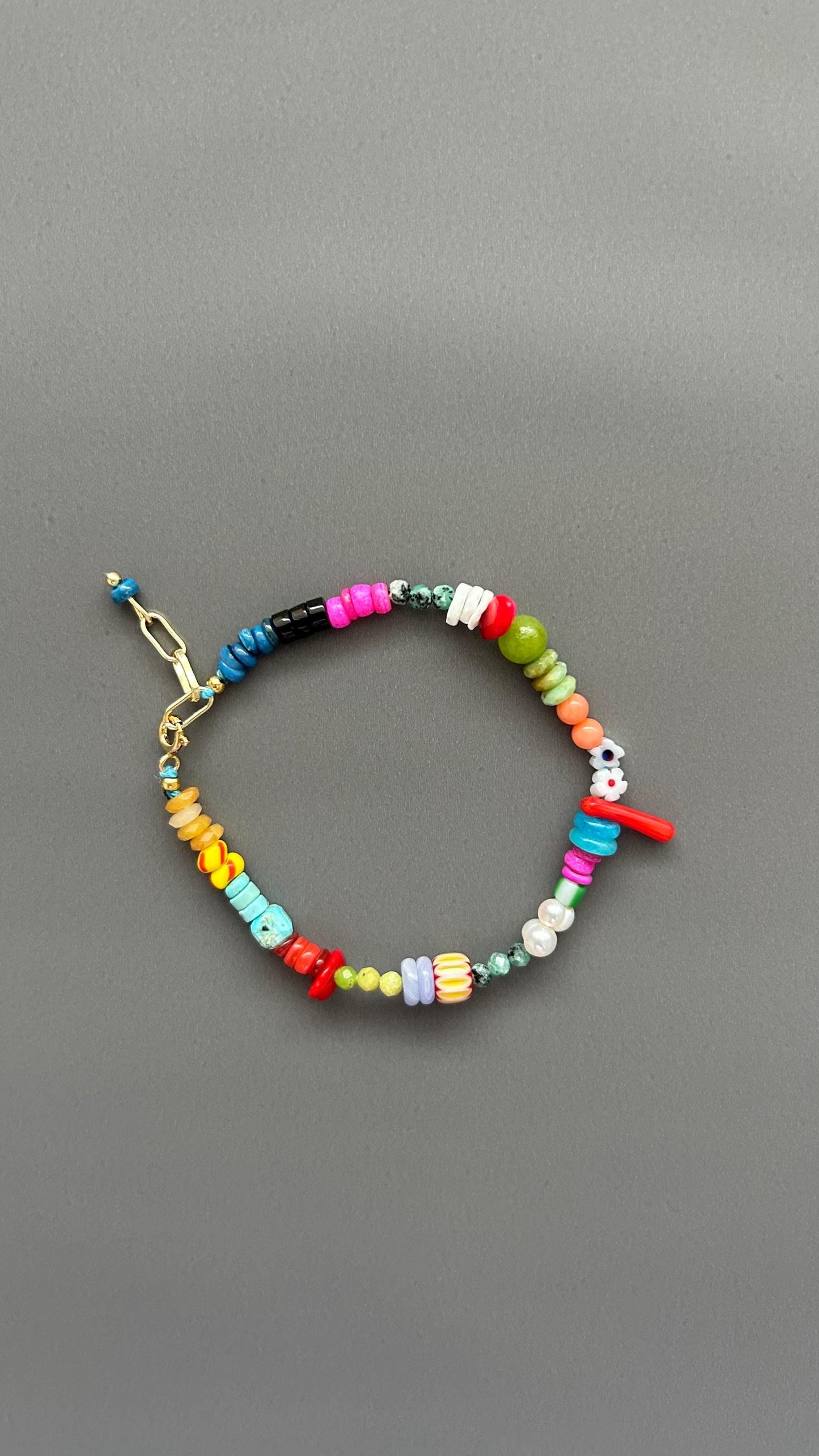 Colorful Beaded Bracelet, Boho Gemstone Bracelet, Handmade Summer Jewelry, Rainbow Bead Bracelet, Layering Bracelet, Fun Eclectic Gift
