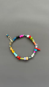 Colorful Beaded Bracelet, Boho Gemstone Bracelet, Handmade Summer Jewelry, Rainbow Bead Bracelet, Layering Bracelet, Fun Eclectic Gift