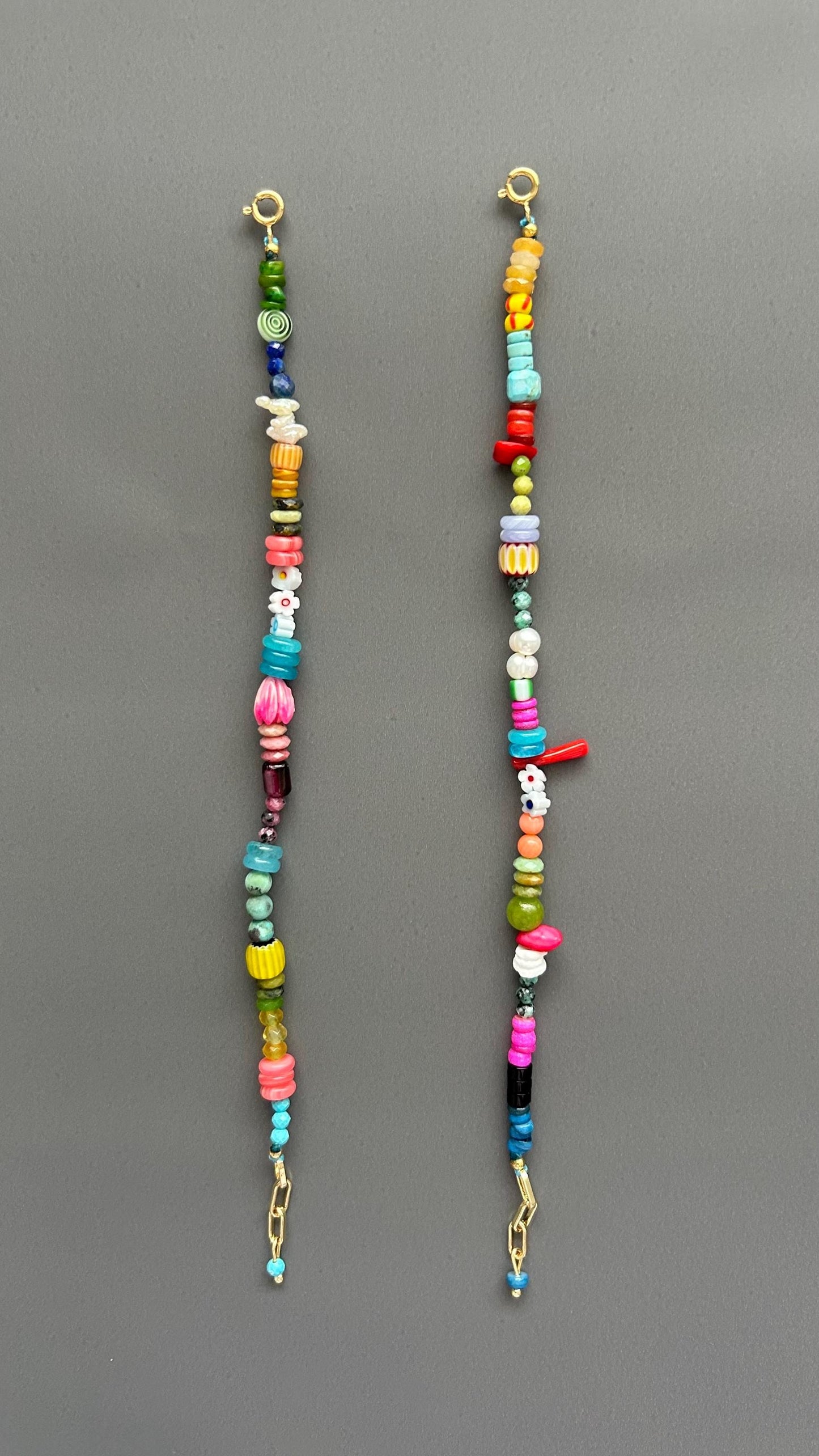 Crystal Flower Beaded Bracelet | Turquoise Pink Gemstone | Boho Stack Summer Jewelry