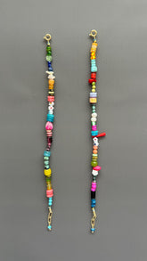 Crystal Flower Beaded Bracelet | Turquoise Pink Gemstone | Boho Stack Summer Jewelry