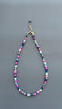 Coastal Healing Crystal Beaded Necklace | Lapis Lazuli Moonstone Turquoise Pink Shell | Boho Layering Jewelry