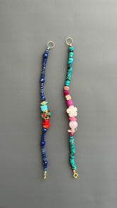 Boho Turquoise Beaded Bracelet, Handmade Gemstone Bracelet, Pink Floral Bracelet, Artisan Jewelry, Colorful Layering Bracelet