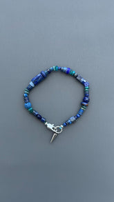 Blue Gemstone Bracelet for Men & Women | Lapis Lazuli Beaded Bracelet | Boho Bracelet | Blue Stone Jewelry | Spike Charm Bracelet Gift