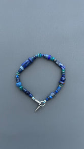 Blue Gemstone Bracelet for Men & Women | Lapis Lazuli Beaded Bracelet | Boho Bracelet | Blue Stone Jewelry | Spike Charm Bracelet Gift