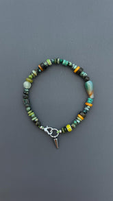 Green Gemstone Beaded Bracelet, Handmade Turquoise Bracelet, African Trade Bead Jewelry, Artisan Agate Bracelet, Boho Clasp Bracelet Gift