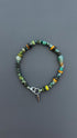 Green Gemstone Beaded Bracelet, Handmade Turquoise Bracelet, African Trade Bead Jewelry, Artisan Agate Bracelet, Boho Clasp Bracelet Gift