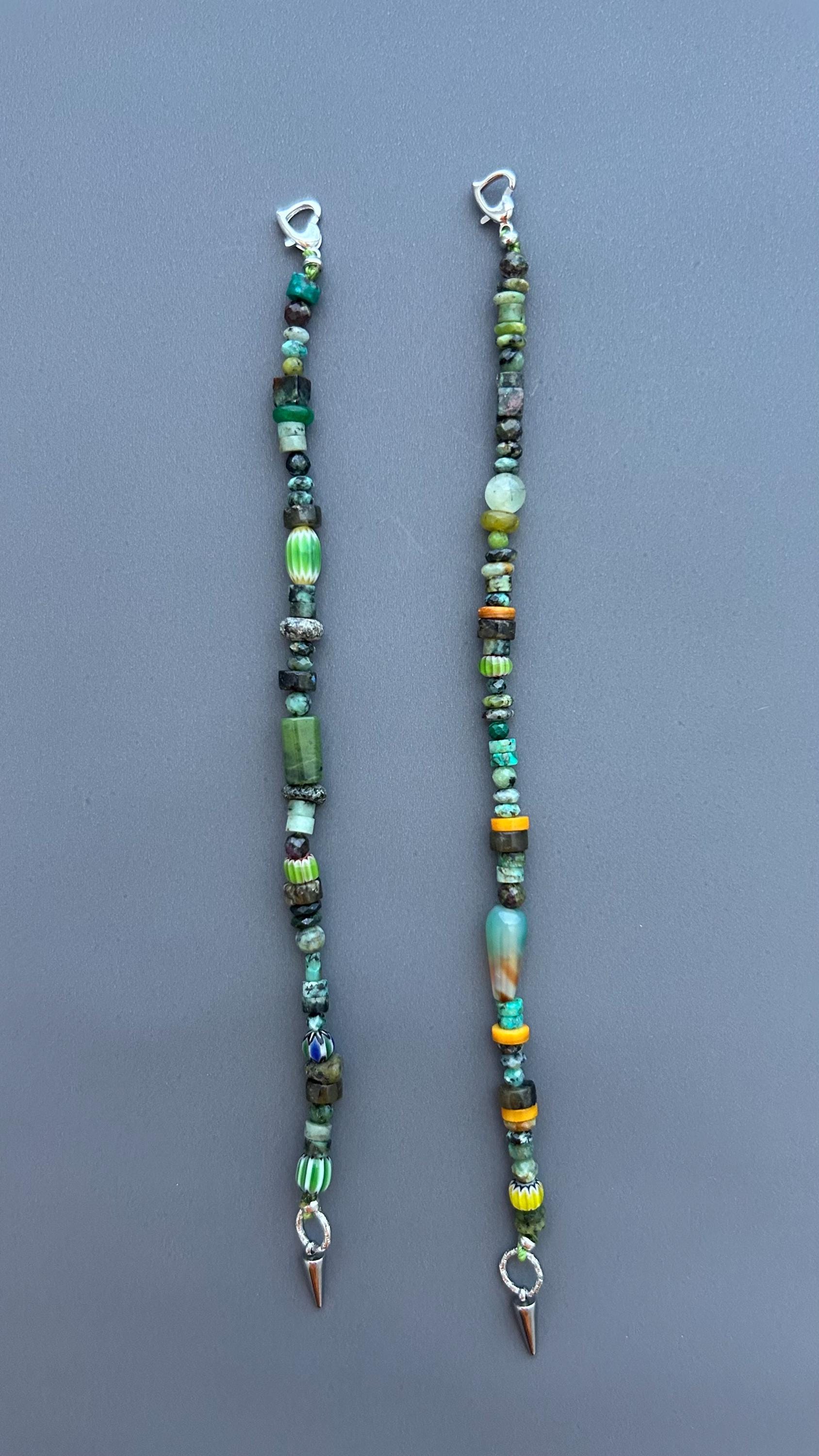 Green Gemstone Beaded Bracelet, Handmade Turquoise Bracelet, African Trade Bead Jewelry, Artisan Agate Bracelet, Boho Clasp Bracelet Gift