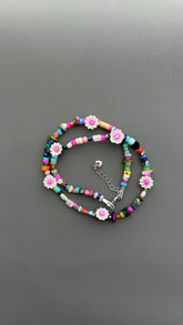 Colorful Flower Beaded Necklace | Boho Gemstone Necklace | Handmade Daisy Jewelry | Summer Layering Necklace | Festival Jewelry Gift