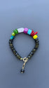 Colorful Gemstone Bracelet, Boho Artisan Beaded Bracelet, Labradorite Jewelry, Heart Toggle Bracelet, Handmade Statement Jewelry, Gift