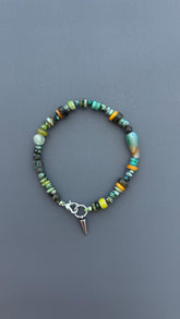Green Gemstone Beaded Bracelet, Handmade Turquoise Bracelet, African Trade Bead Jewelry, Artisan Agate Bracelet, Boho Clasp Bracelet Gift