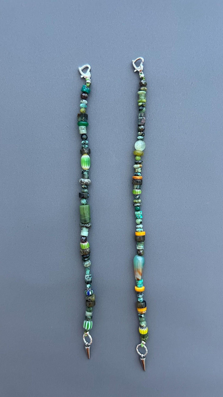 Green Gemstone Beaded Bracelet, Handmade Turquoise Bracelet, African Trade Bead Jewelry, Artisan Agate Bracelet, Boho Clasp Bracelet Gift