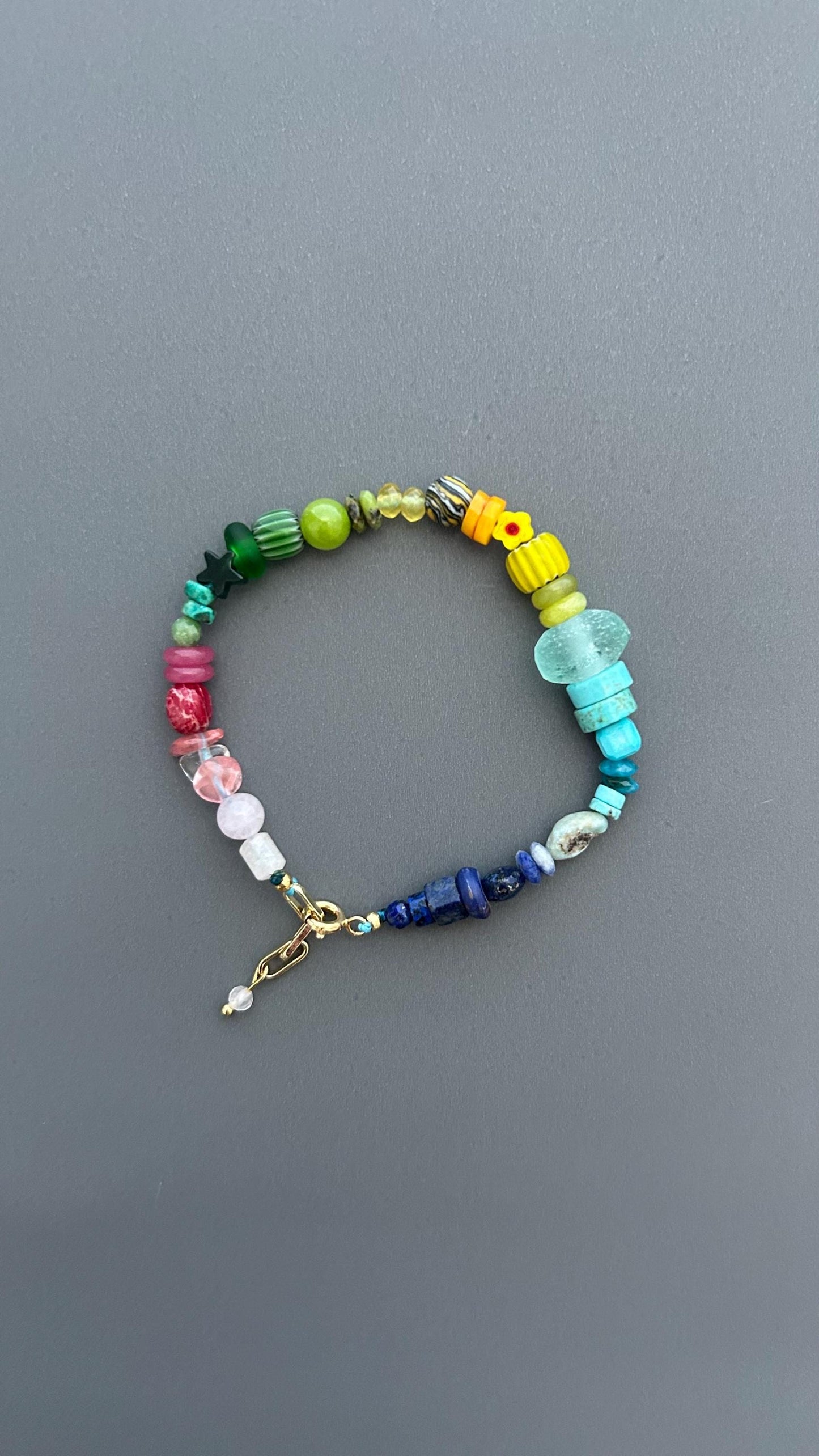 Colorful Gemstone Bracelet, Rainbow Beaded Bracelet, Mixed Stone Jewelry, Boho Artisan Bracelet, Handmade Crystal Bracelet, Gift for Her